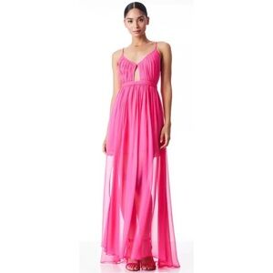 Alice + Olivia Tamar Silk Chiffon Gown NWT Size 0 in Wild Pink